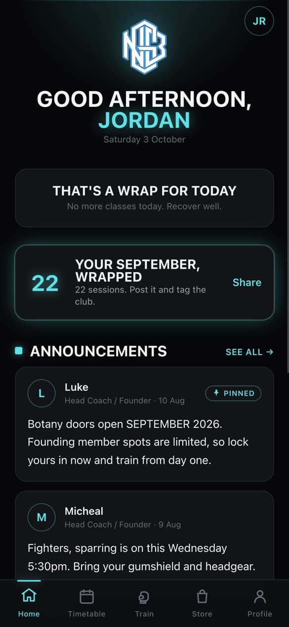 Member home screen